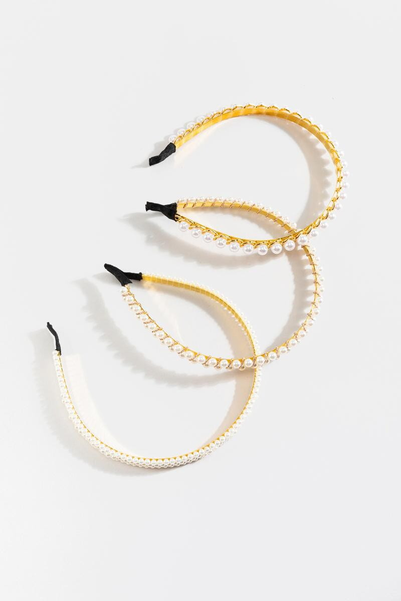 Alba Pearl Lined Skinny Headband Set | Francesca’s Collections