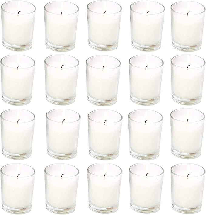 Unscented Clear Glass Votive Candles, Long 15 Hour Burn Time, for Home, Spa, Wedding, Birthday, H... | Amazon (US)