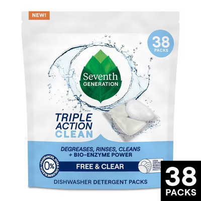 Seventh Generation Triple Action Clean Dishwasher Detergent Packets - 38ct | Target