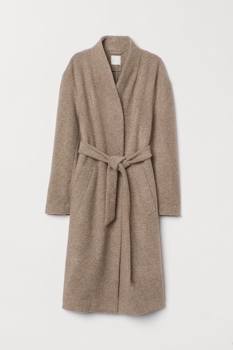 H & M - Coat with a tie belt - Brown | H&M (UK, MY, IN, SG, PH, TW, HK)