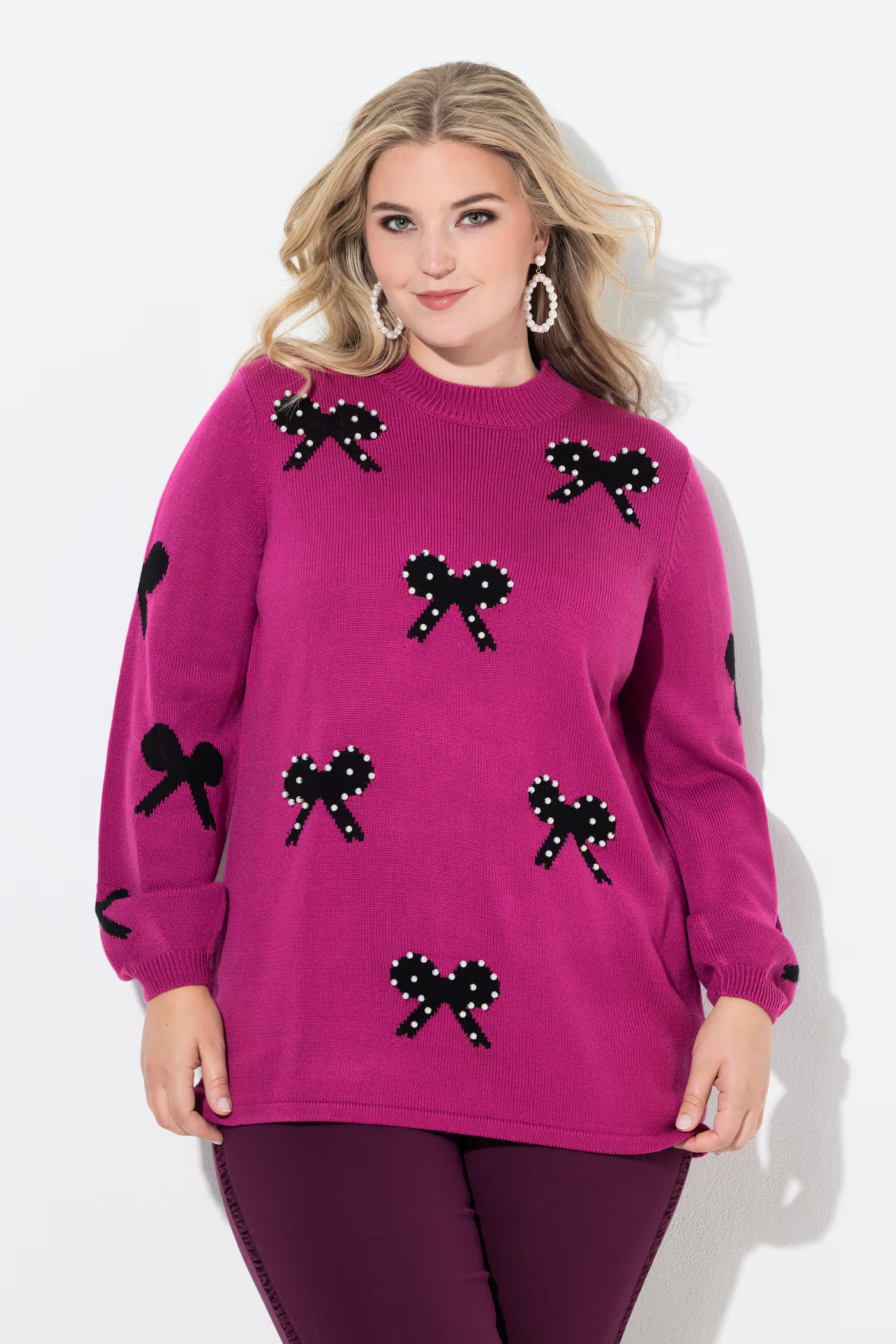 Pearl Beaded Bow Sweater | Ulla Popken - US