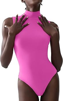 PUMIEY Women's Mock Turtle Neck Sleeveless Bodysuit Sexy Tank Tops Sharp Collection | Amazon (US)