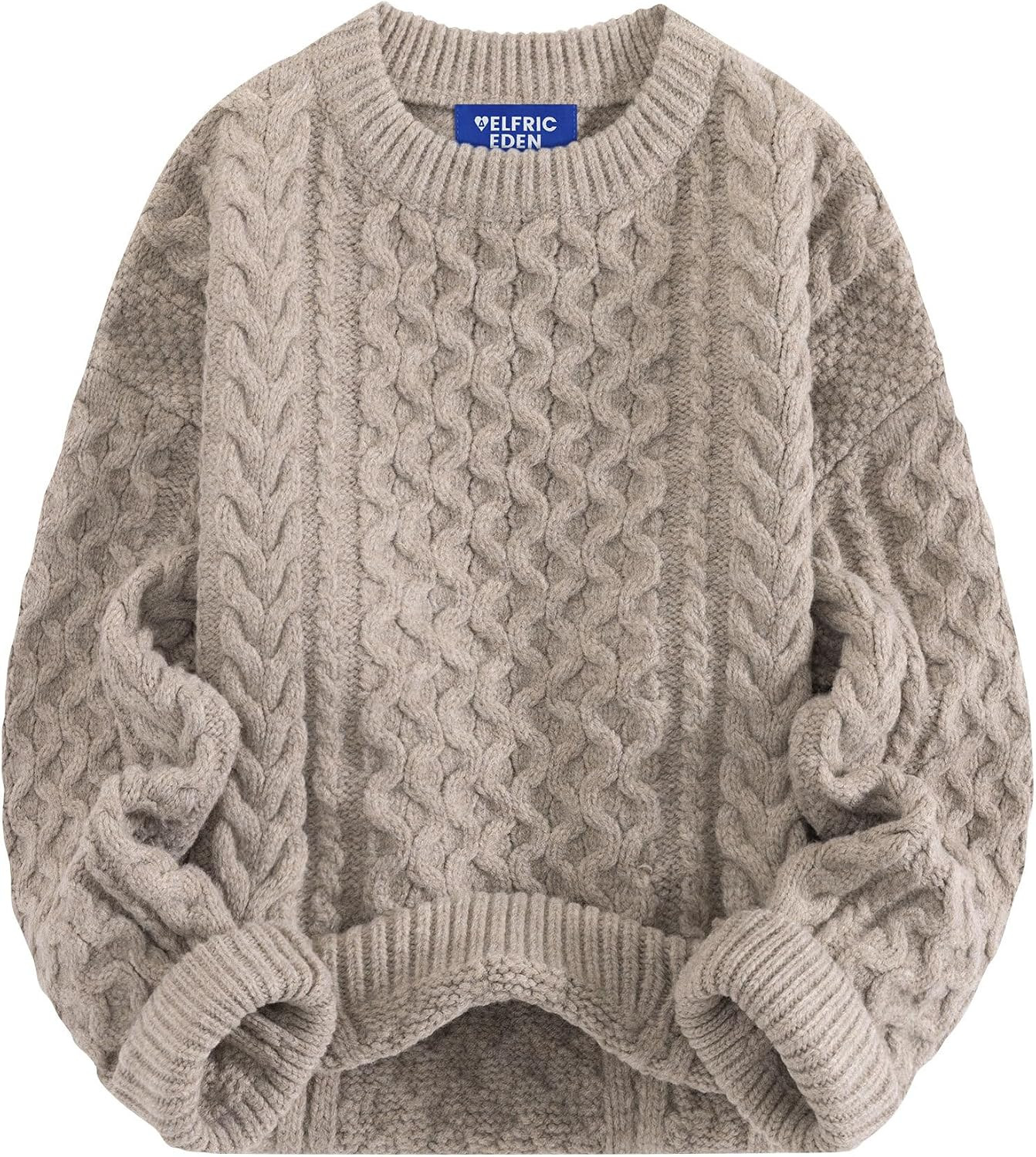 Aelfric Eden Sweaters for Women Oversized Chunky Cable Knit Crew Neck | Amazon (US)
