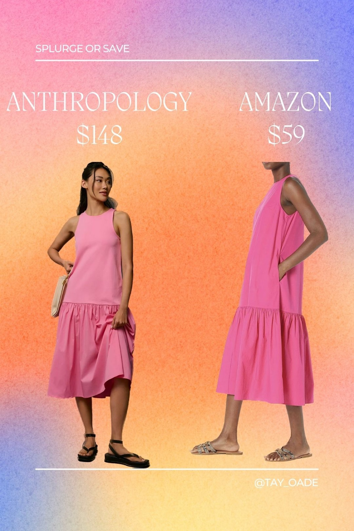 Splurge or Save! Drop waist dress from Anthropology & similar style from Amazon. Perfect dress for summer & fall! (Pair with a denim jacket for fall)

#LTKunder100 #LTKBacktoSchool #LTKSeasonal