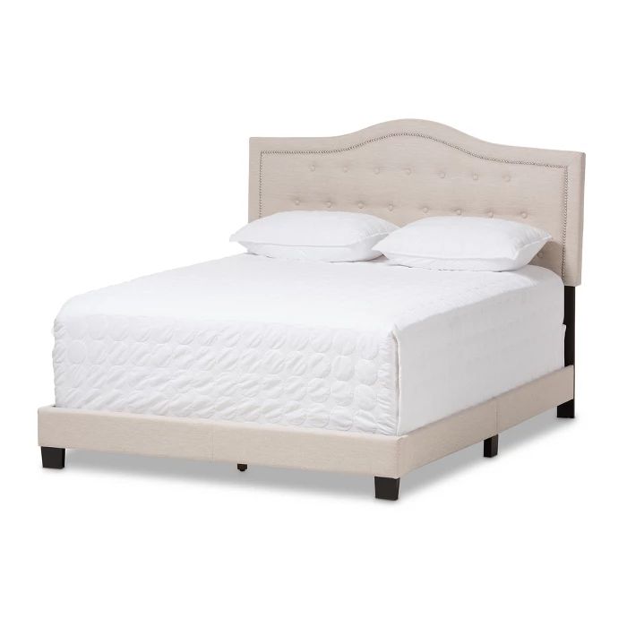 Emerson Modern and Contemporary Fabric Upholstered Bed - King - Light Beige - Baxton Studio | Target
