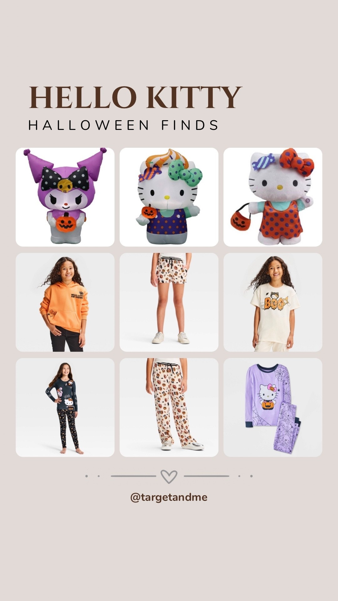 Sanrio Halloween is on the Target app and in stores. I only linked Target-sold pieces you can actually shop in store (stock varies). Kuromi inflatable, Hello Kitty cupcake inflatable, waddler, girls’ hoodie/tee/lounge set, toddler PJs, and the pumpkin slippers.

#LTKSeasonal #LTKKids