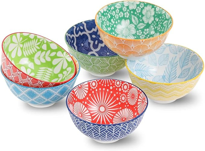 AHX Dessert Bowls Set of 6 - Small Ceramic Bowls for Ice Cream, Snack, Rice - Colorful Cute Style... | Amazon (US)