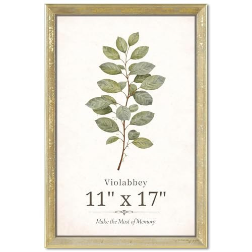VIOLABBEY 11x17 Picture Frame Gold, Vintage Rustic Photo Frame | Amazon (US)