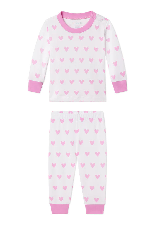 Baby Long-Long Set in Pink Heart | LAKE Pajamas