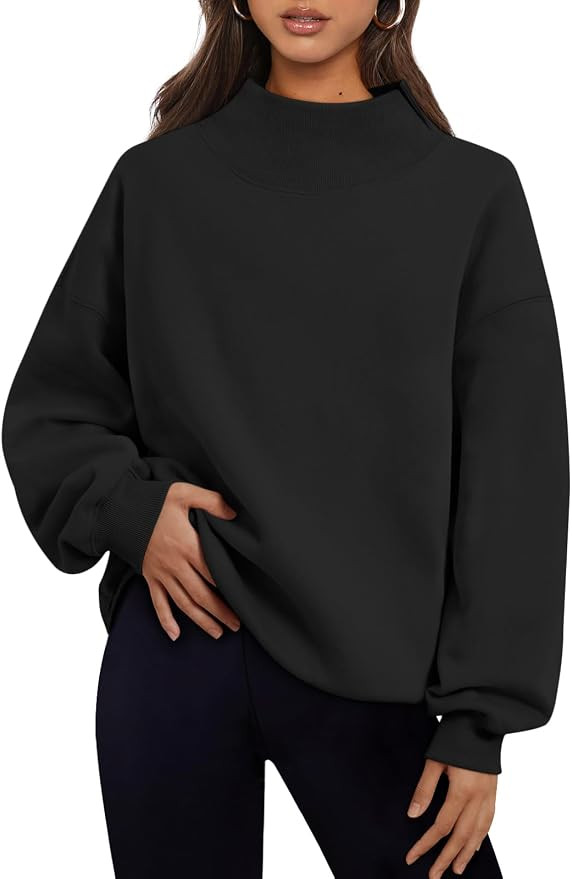 Trendy Queen Womens Mock Neck Sweatshirts Oversized Pullover Fall Outfits | Amazon (US)