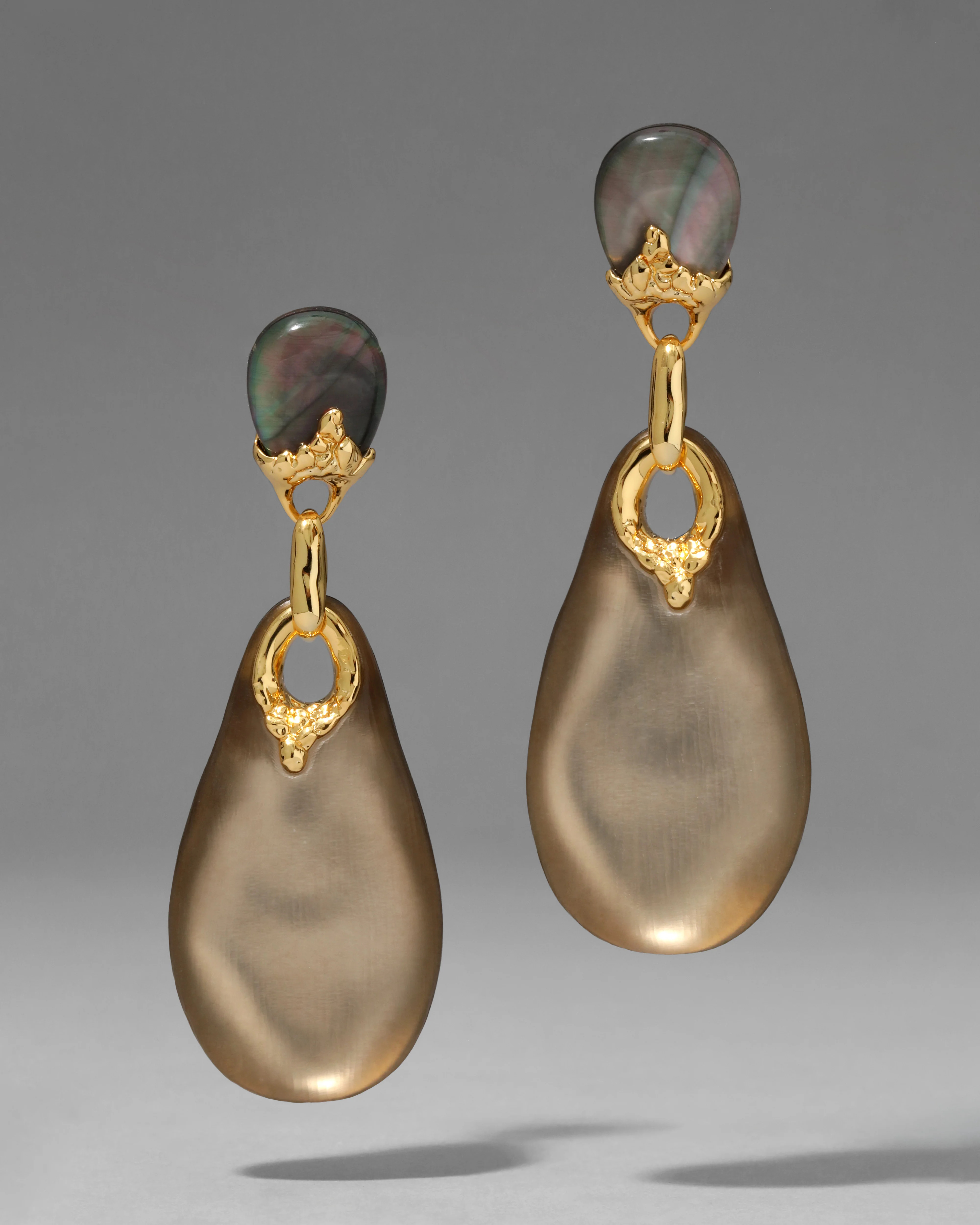 Large Warm Grey Lucite Brut Drop Post Earrings | Post Earrings | Alexis Bittar