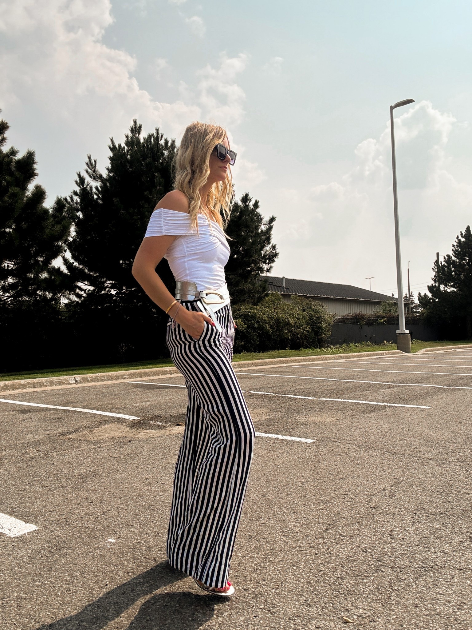 Striped pants & off shoulder top
These kitten mini heels have been so good to me, highly recommend for a trend item under $40 (size down half a size)

Belt is old Zara but I saw some on Poshmark :)


#LTKFindsUnder50 #LTKStyleTip #LTKOver40
