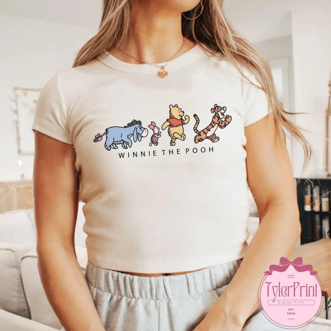Winnie The Pooh Baby Tee Crop Top, WDW Disneyland Girls Trip Shirt, Disney Pooh girly aesthetic S... | Etsy (US)