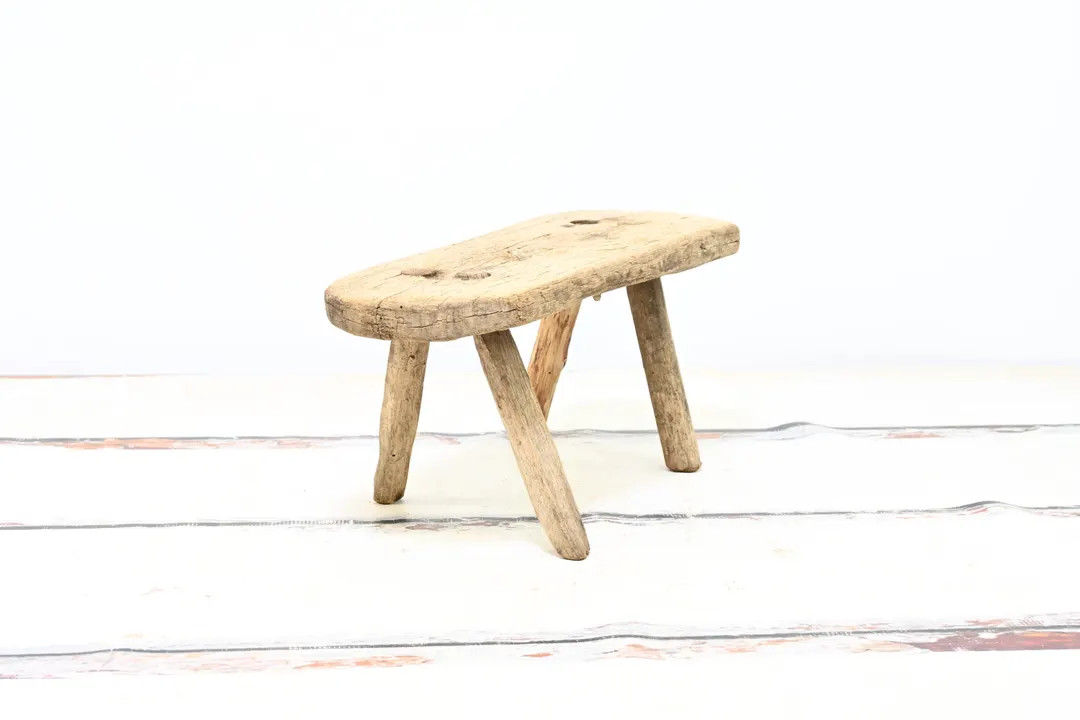 Antique . Primitive Handmade Wood Stool Milking Stool 4 Leg Barn Stool #1 | Etsy (Global)