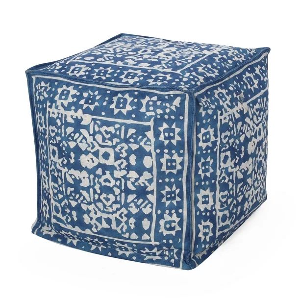 Noble House Trimble Fabric Pouf, Blue, White - Walmart.com | Walmart (US)