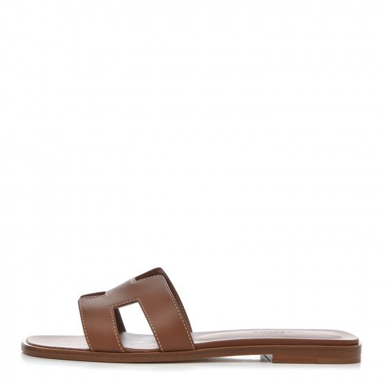 Box Calfskin Oran Sandals 37.5 Gold | Fashionphile