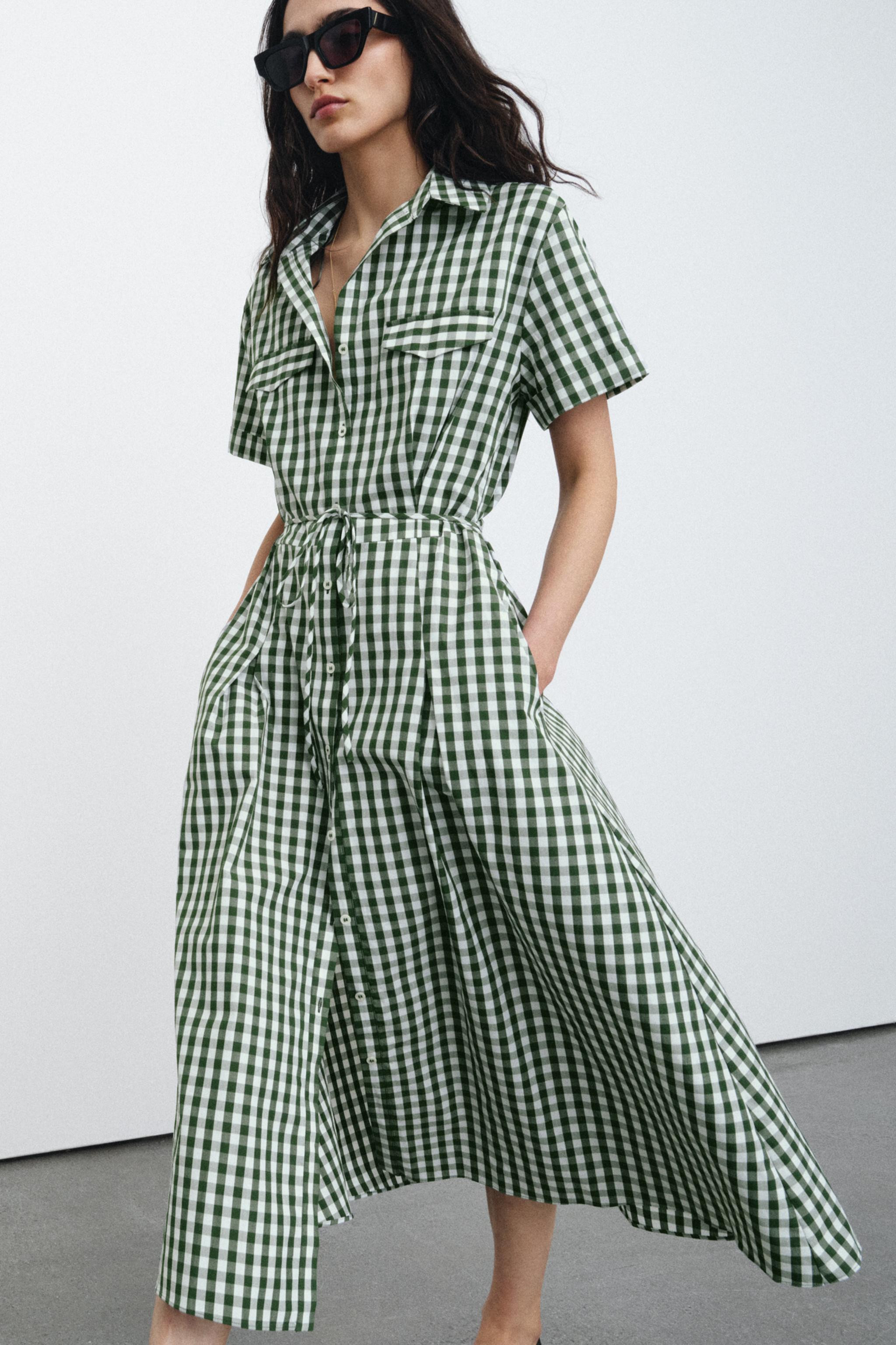 GINGHAM CHECK SHIRT DRESS ZW COLLECTION | Zara US