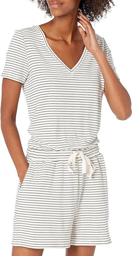 Daily Ritual Women's Supersoft Terry Short-Sleeve V-Neck Romper | Amazon (US)