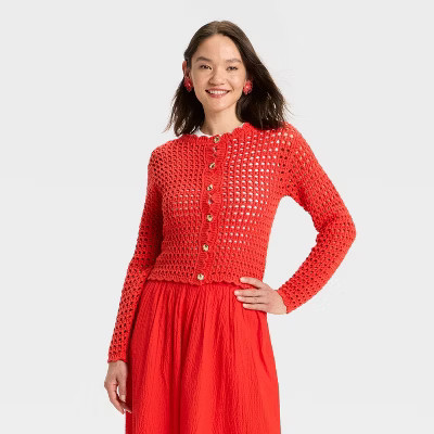 Women's Crochet Button-Front Cardigan - A New Day™ | Target