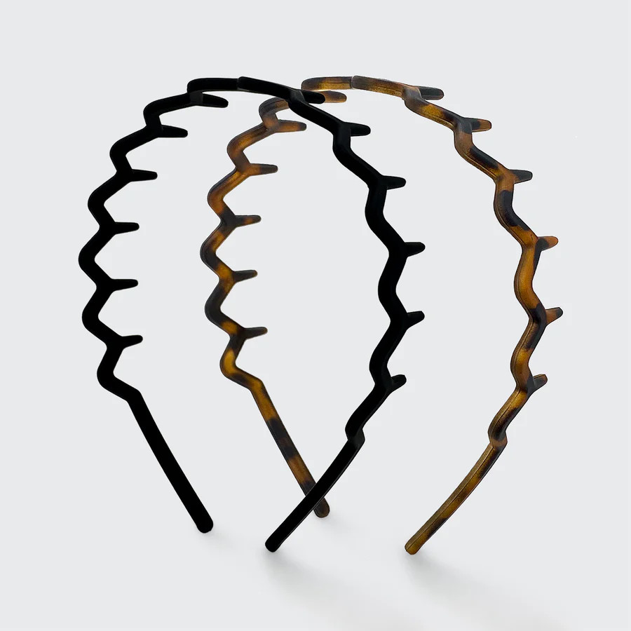 Zig Zag Headband 2pc- Black & Tort | Kitsch