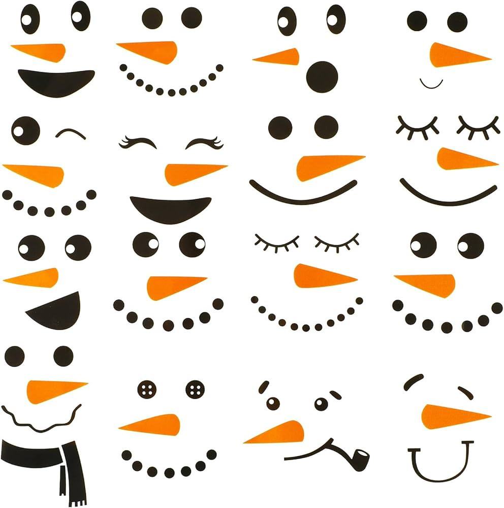 Snowman Faces Stickers Snowman Faces Decals Stickers for Crafts Christmas Glass Window Sticker Cu... | Amazon (US)