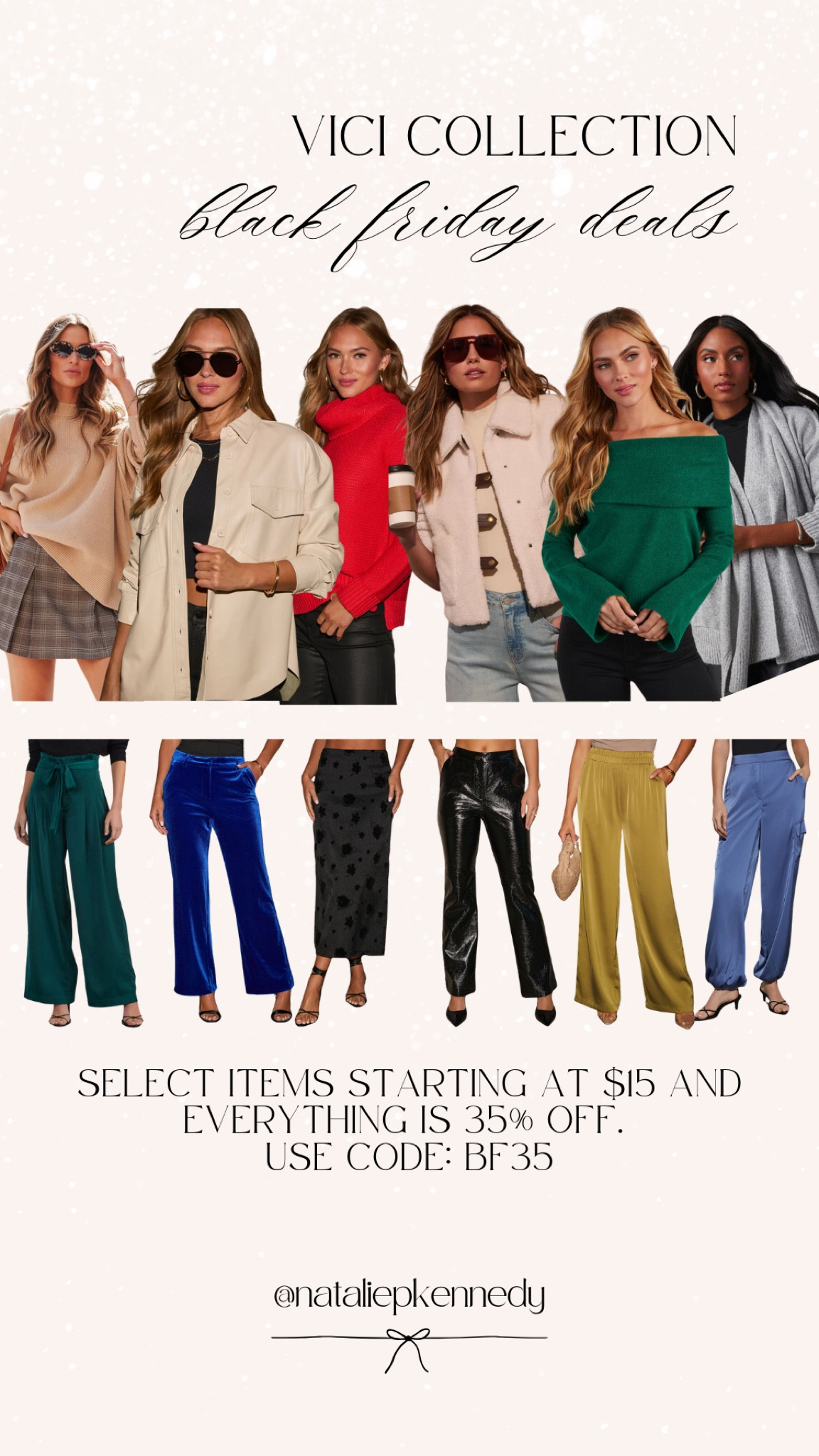 VICI: items starting at $15 and everything is 35% off. Use code: BF35 

#LTKGiftGuide #LTKSaleAlert #LTKCyberWeek