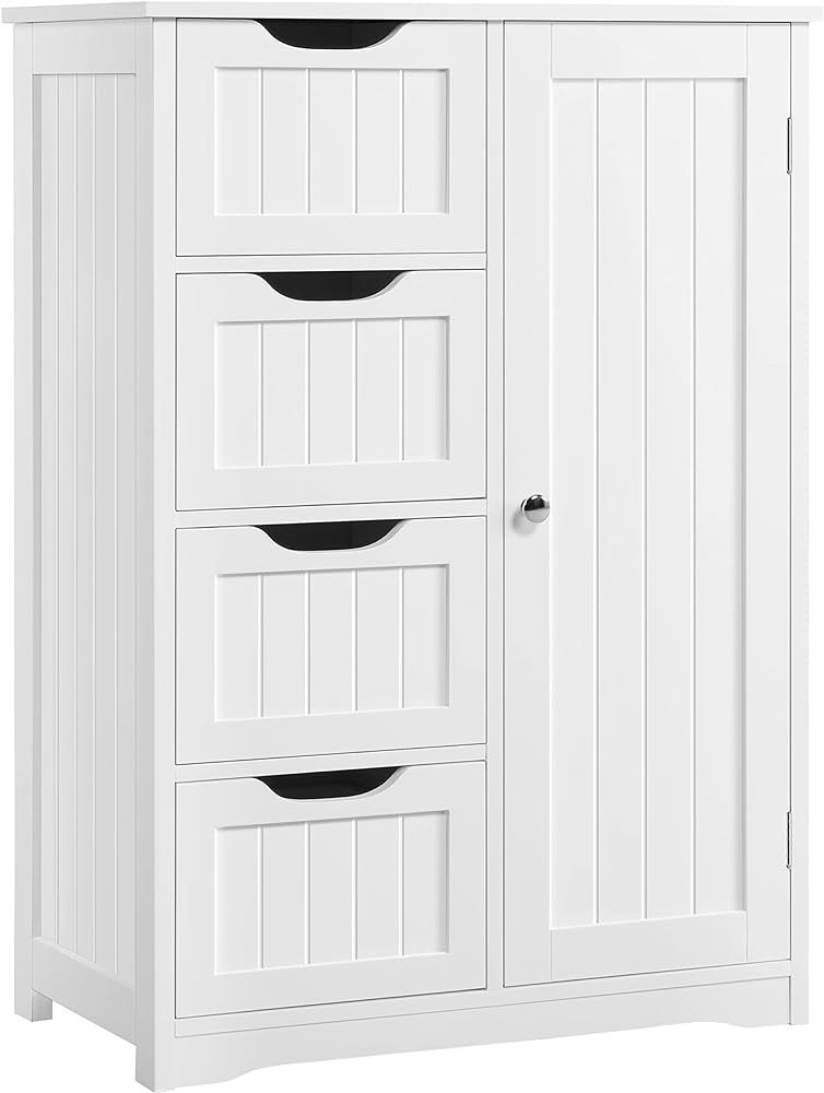 Amazon.com: Yaheetech Large Bathroom Floor Cabinet with 4 Dawers and Single Door Cabinet, Freesta... | Amazon (US)