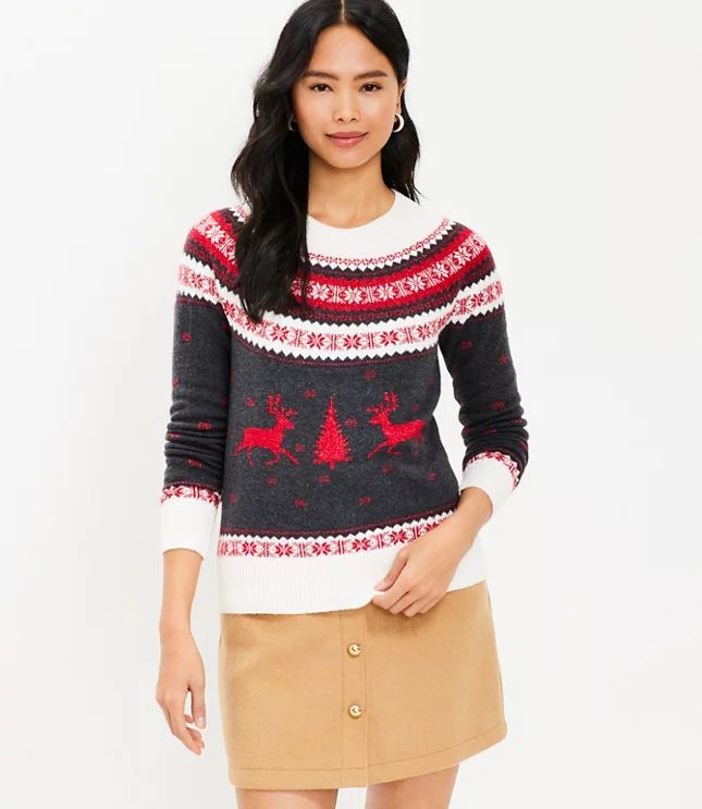 Reindeer Fair Isle Sweater | LOFT
