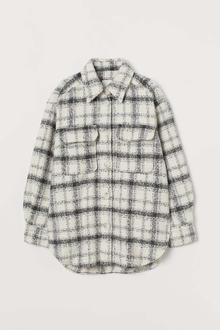 H & M - Plaid Shirt Jacket - Gray | H&M (US + CA)