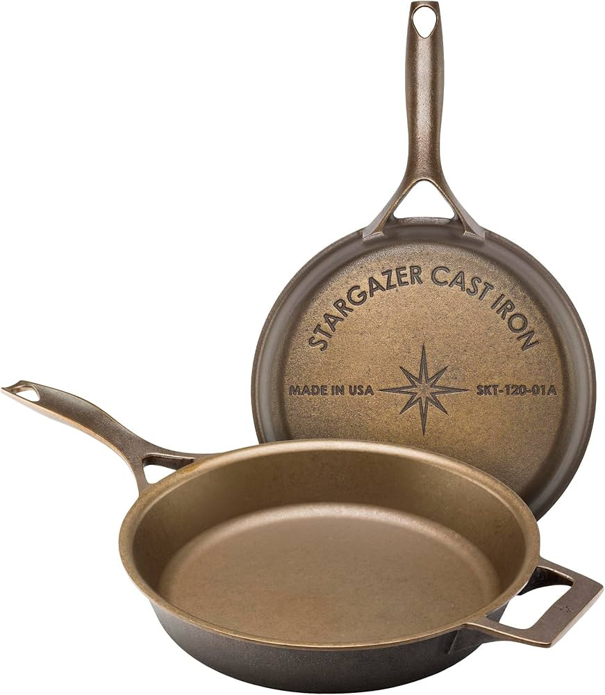 Stargazer 12-Inch Cast Iron Skillet | Made in USA, Seasoned, Even Heat Distribution, Easy to Clea... | Amazon (US)