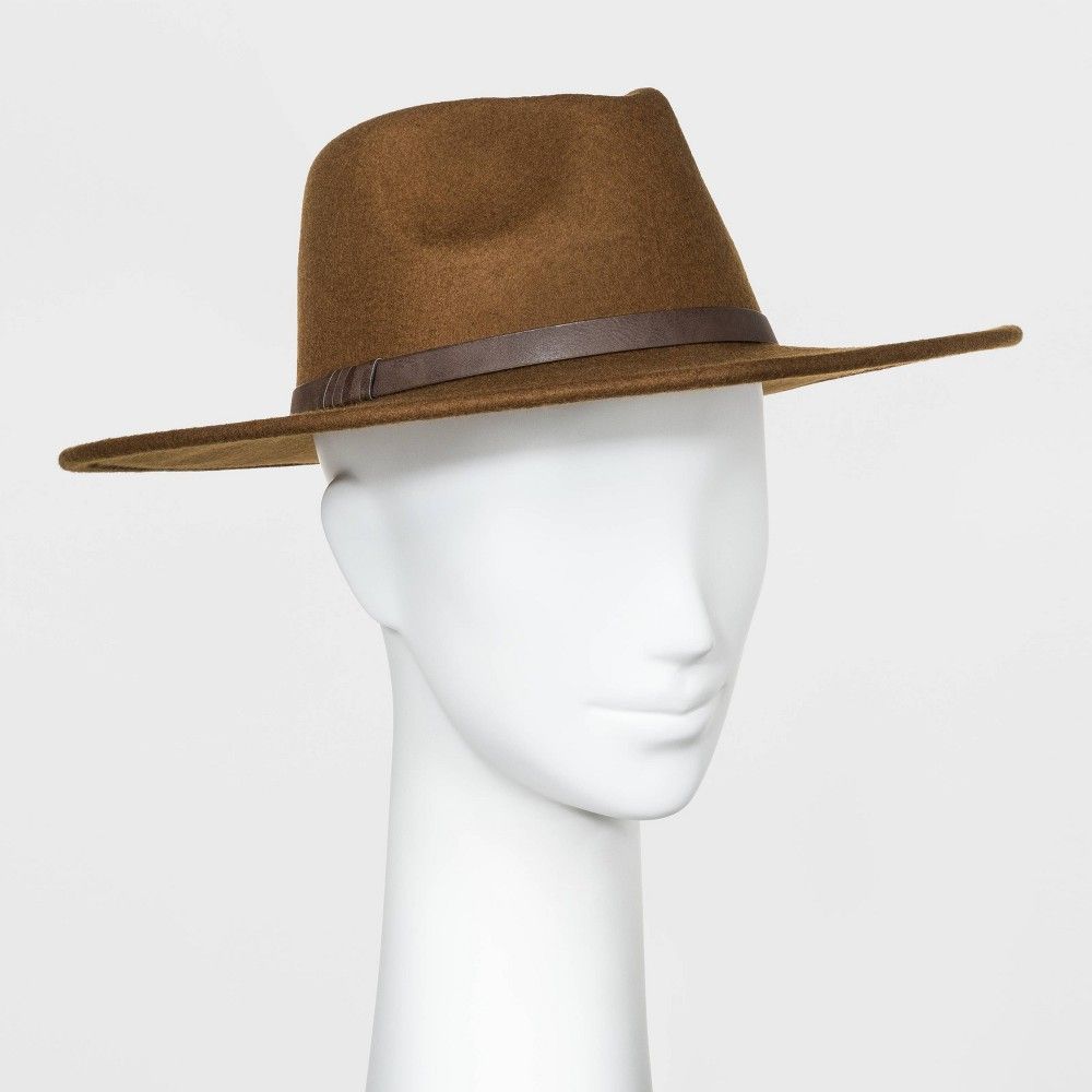 Women's Wide Brim Felt Fedora Hat - Universal Thread Brown One Size | Target