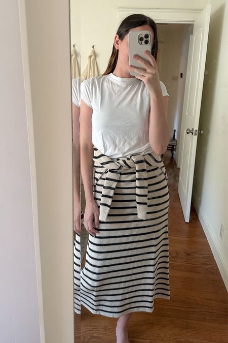 White tee + striped sweater skirt set 〰️

#LTKunder100 #LTKstyletip #LTKFind