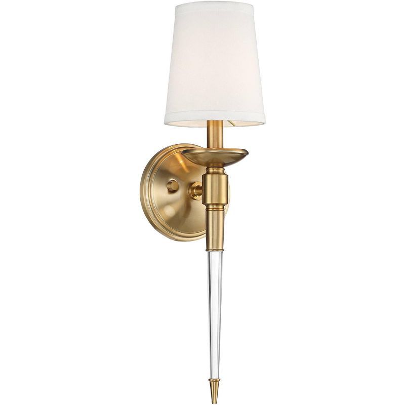 Possini Euro Modern Wall Sconce Lighting Brass Hardwired 5 1/4" Wide Fixture White Shade Bedroom ... | Target