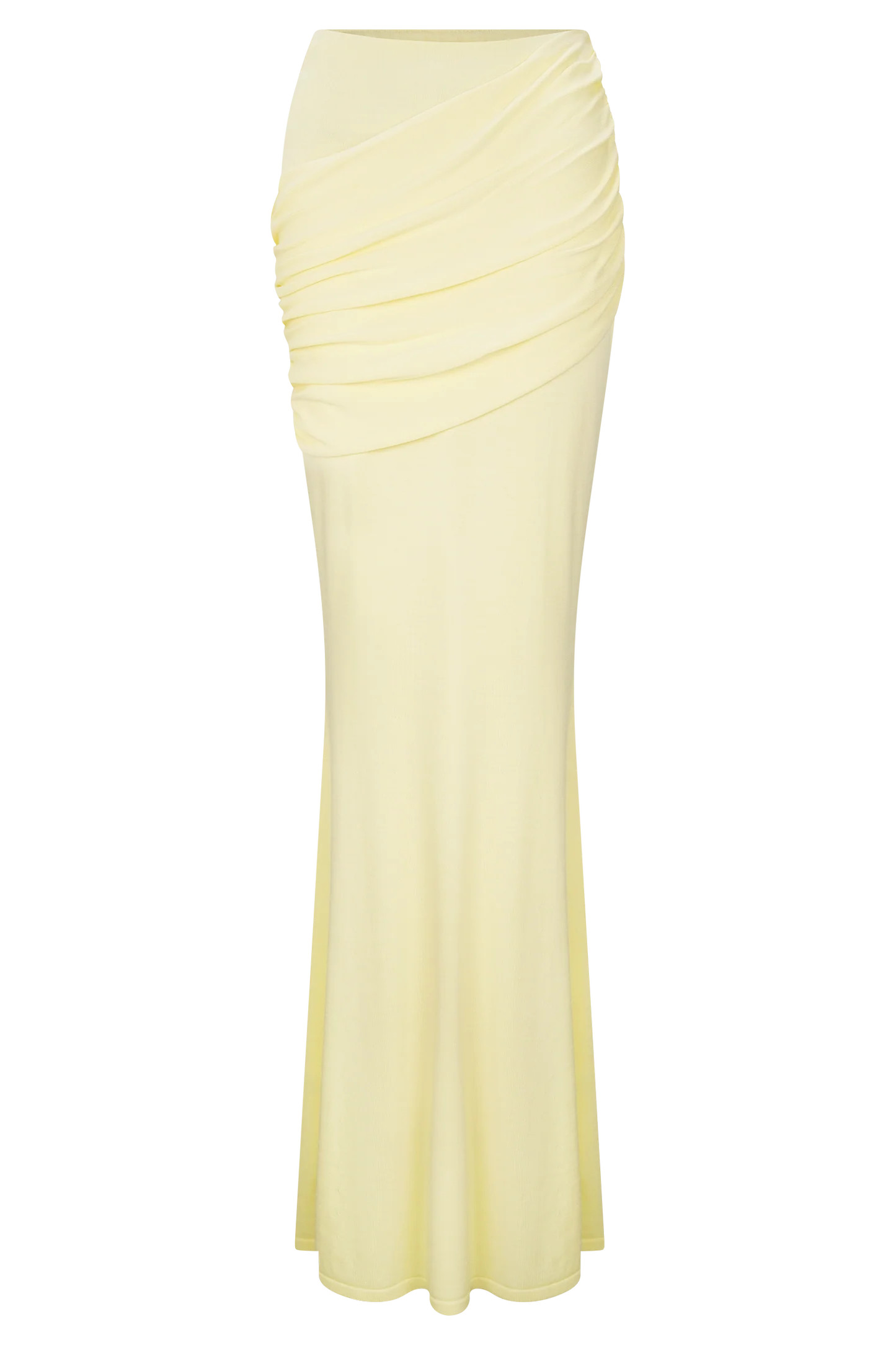 Gathered Knit Maxi Skirt - Lemon | MESHKI US
