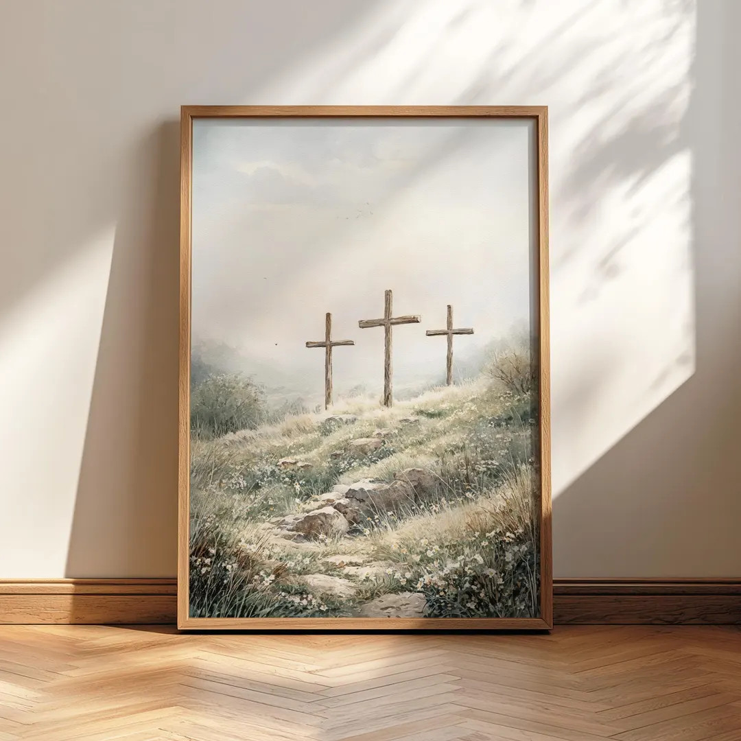 Jesus Crucifixion Christian Easter Wall Art Poster/canvas, 3 Crosses on Golgotha Hill, He is Rise... | Etsy (US)
