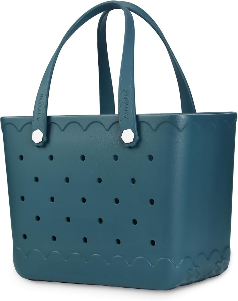 X-Large Rubber Tote Beach Bag for Women | Medium Durable Rubber Bag Waterproof Washable Versatile... | Amazon (US)