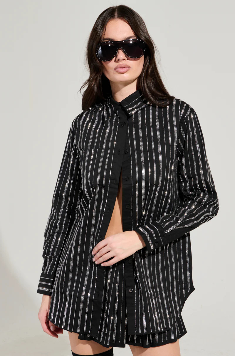 ONTO THE NEXT EMBELLISHED BUTTON DOWN TOP | AKIRA