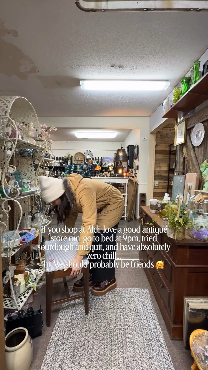 If this felt aggressively specific… I have a feeling we’d get along. 🤍

Aldi runs, antique runs, early bedtimes, abandoned sourdough dreams, and zero chill once we decide we want something.

If that’s your personality too … welcome. You’re my kind of people. 🏡

-

#AntiqueLovers
#AntiqueHome
#VintageFinds
#OldHouseCharm
#CollectedHome