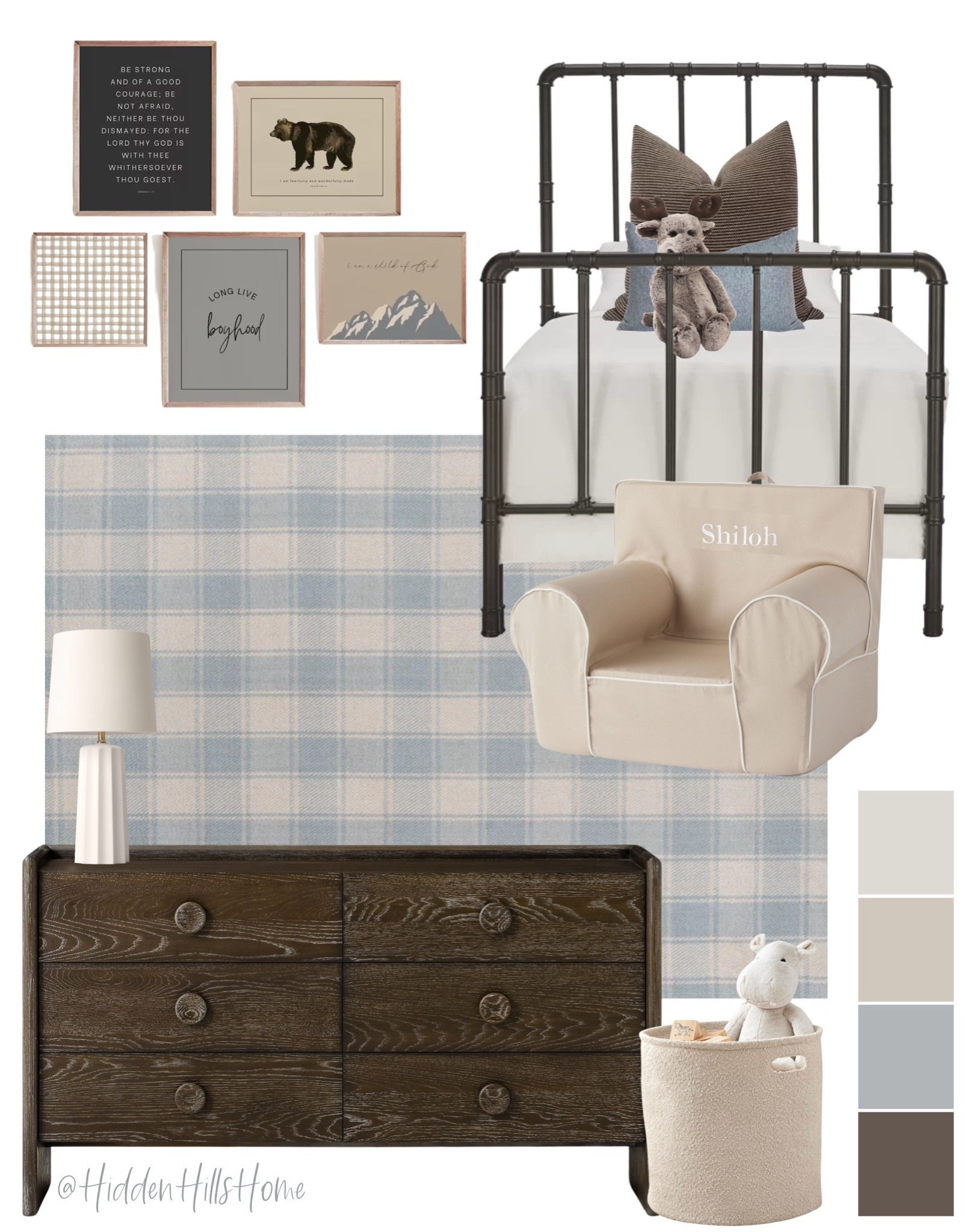 Kids bedroom decor mood board, boys room decor ideas, toddler boys room ideas, kids room design, blue and brown bedroom #boysroom

#LTKHome #LTKSaleAlert #LTKKids