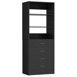 Closet Drawers System 4 Drawers Wood Modular Walk-in Closet System Storage Unit Tall Storage Cabinet Black | The Home Depot