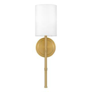 ASHLEY HARBOUR COLLECTION Dorsett 1-Light Aged Brass Sconce DS19298A | The Home Depot