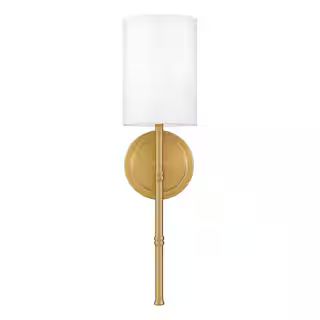 ASHLEY HARBOUR COLLECTION Dorsett 1-Light Aged Brass Sconce | The Home Depot