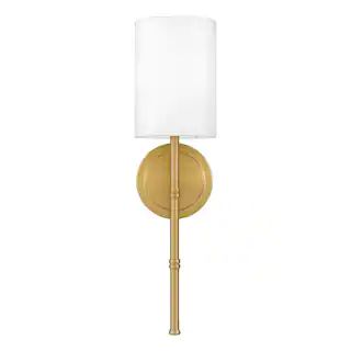 ASHLEY HARBOUR COLLECTION Dorsett 1-Light Aged Brass Sconce DS19298A | The Home Depot
