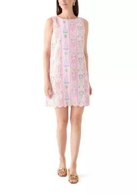 Crown & Ivy Women's Sleeveless Scallop Back Printed Dress, Pink, 12 | Belk