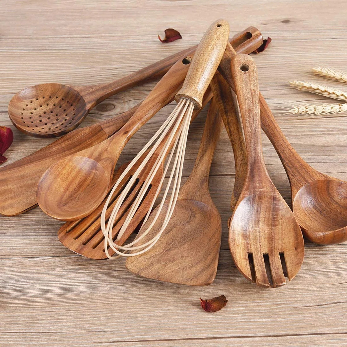 11 PCS Cooking Utensil Set,Wooden Kitchen Utensils Set,Non-Stick Heat Resistant,Environment-Frien... | Wayfair North America