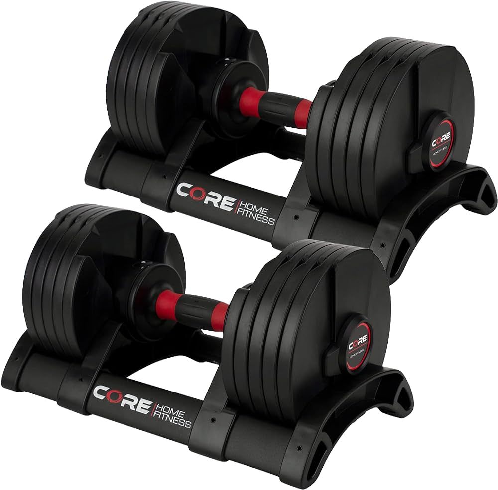 Core Fitness® Adjustable Dumbbell Weight Set by Affordable Dumbbells - Space Saver - Dumbbells for Your Home | Amazon (US)
