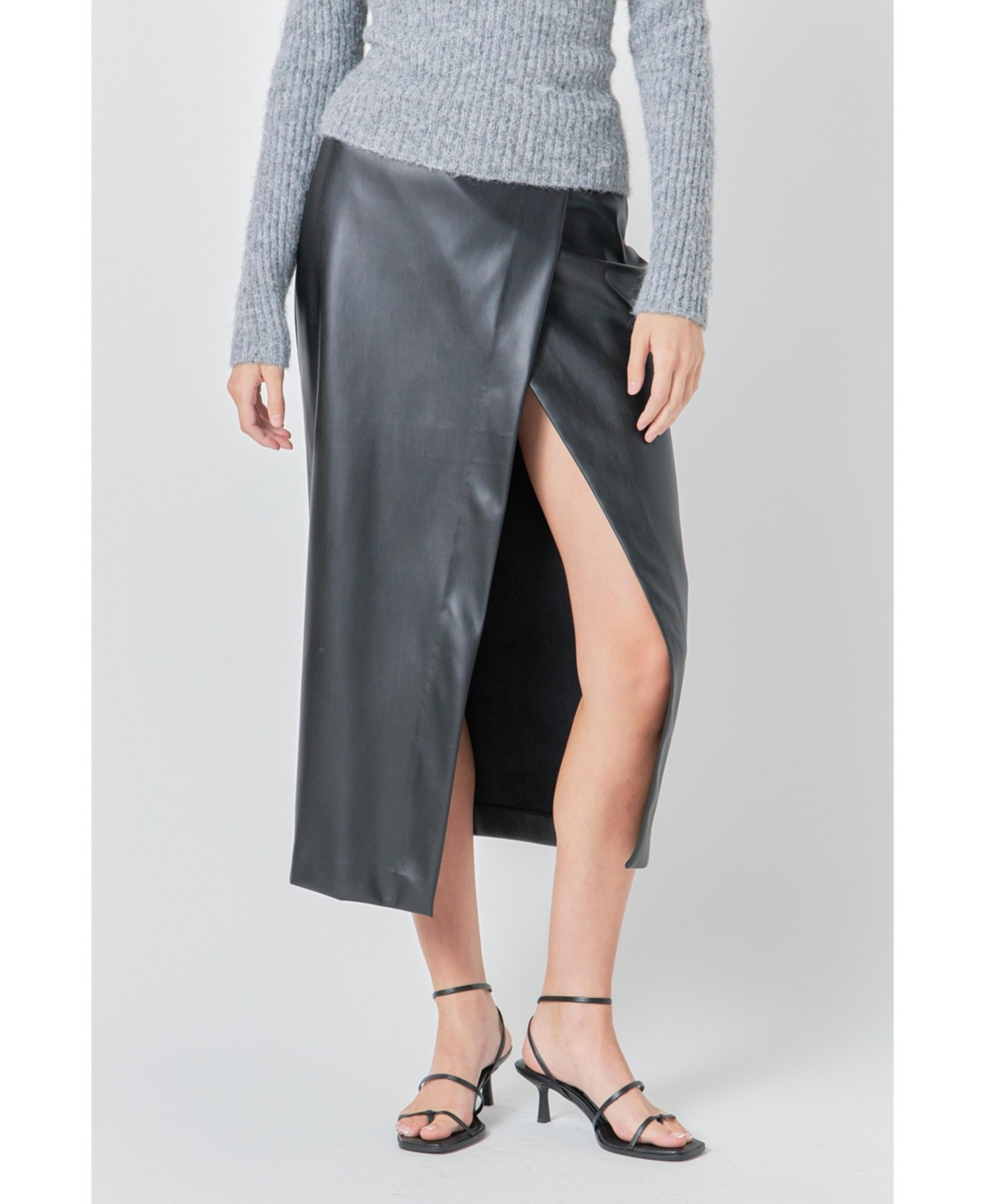 endless rose Women's Leather Midi Skirt - Black | Macy's