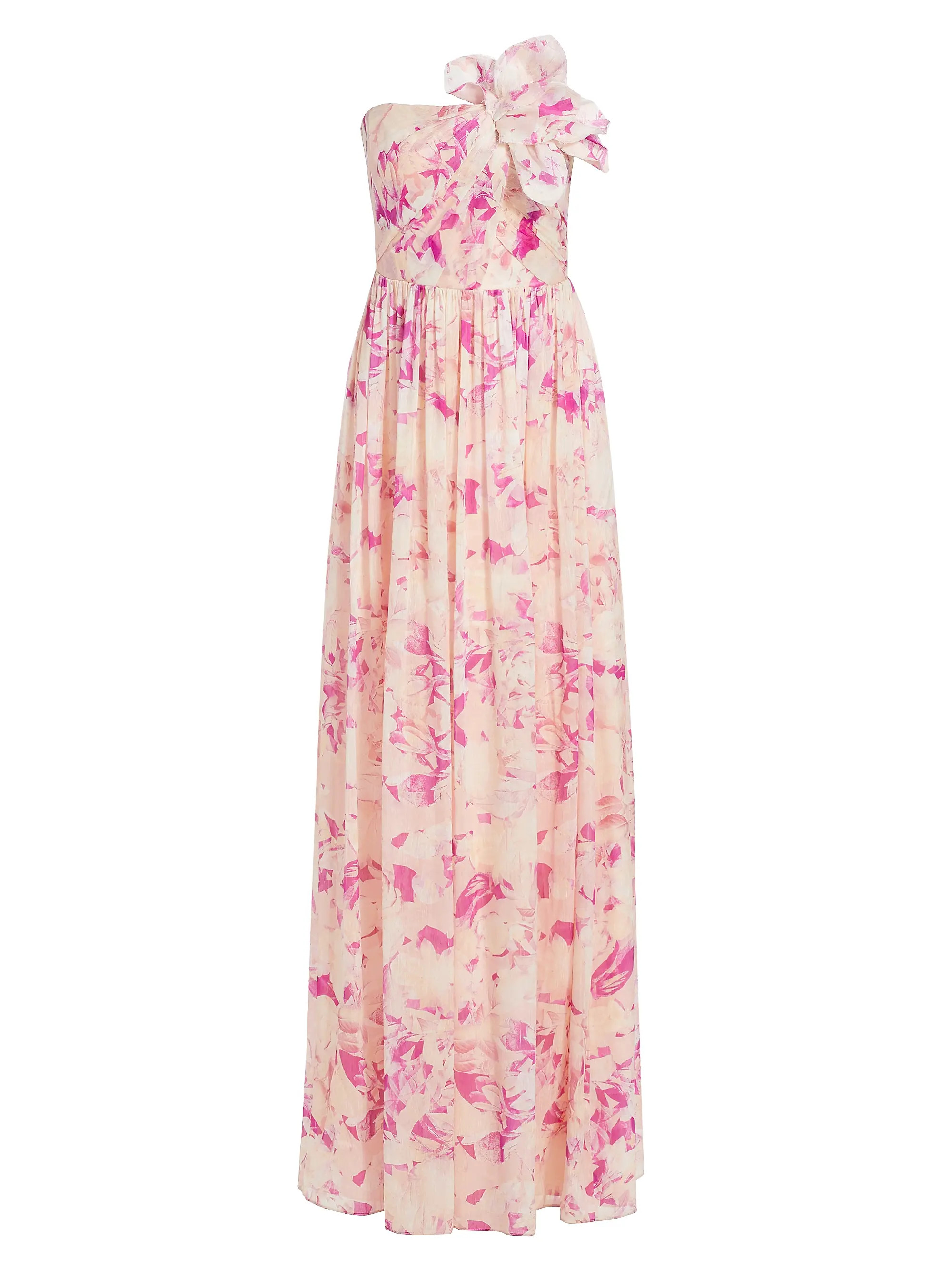 Shop ML Monique Lhuillier Marlee Floral Linen-Silk Strapless Gown | Saks Fifth Avenue | Saks Fifth Avenue