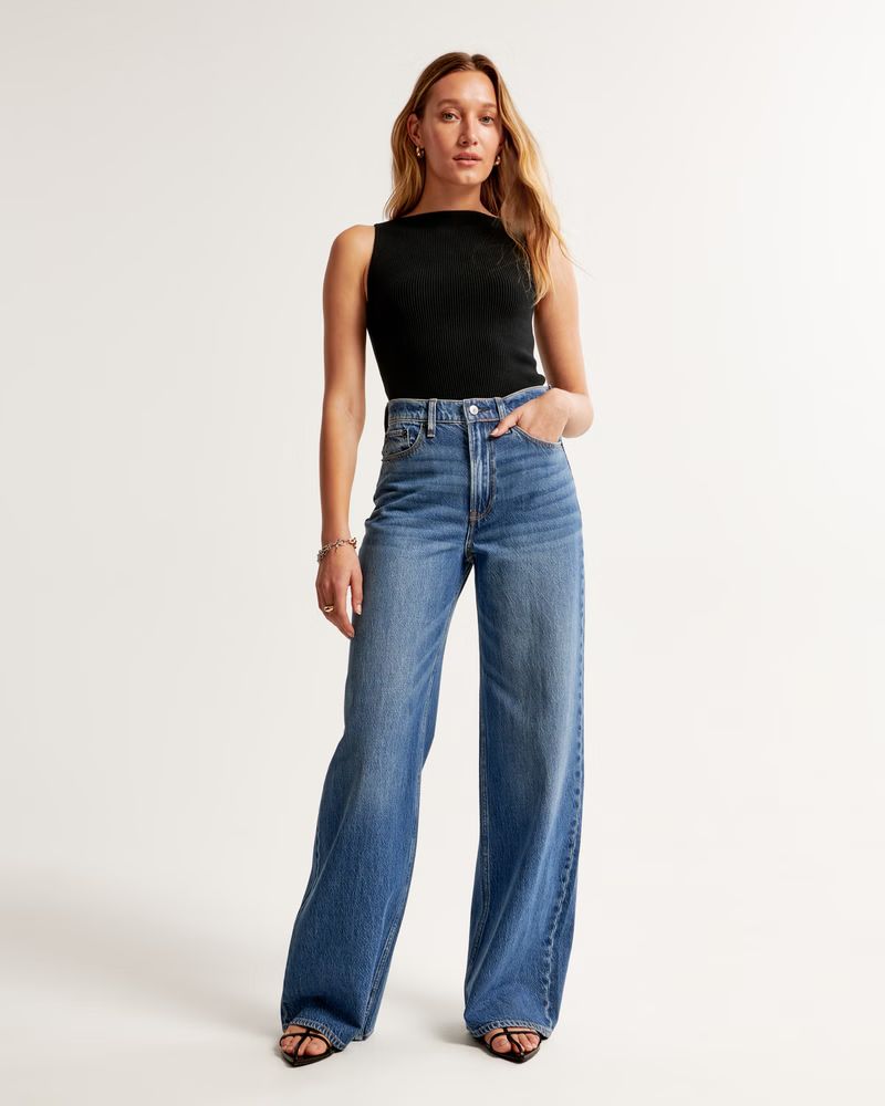 Women's High Rise Wide Leg Jean | Women's Bottoms | Abercrombie.com | Abercrombie & Fitch (US)