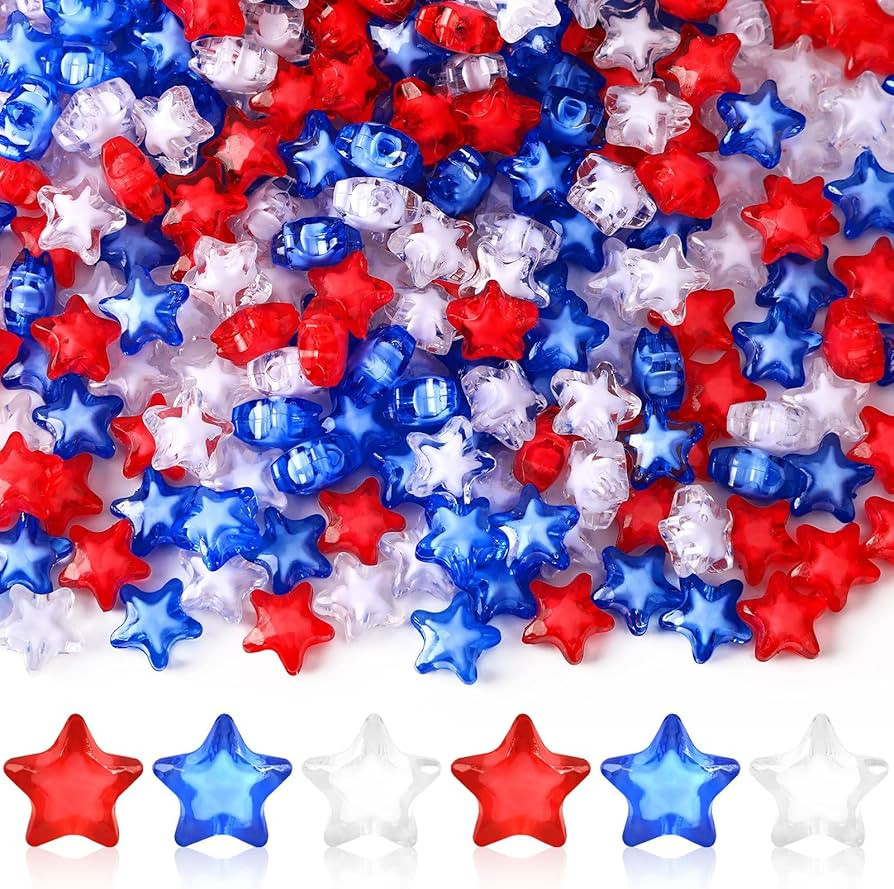 UPINS 300Pcs Red White Blue Star Beads,4th of July Beads for Jewelry Making Patriotic Star Beads ... | Amazon (US)